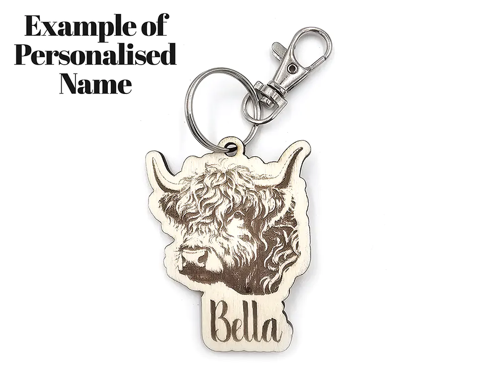 Personalised Horse Wooden Keyring Shaped with Split Ring and Clip
