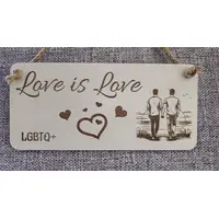 Love is Love LGBTQ+ Decorative Sign | Plaque | Love Hearts