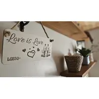Love is Love LGBTQ+ Decorative Sign | Plaque | Love Hearts