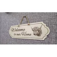 Highland Cow Welcome to our Home Decorative Sign | Plaque