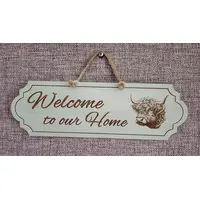 Highland Cow Welcome to our Home Decorative Sign | Plaque