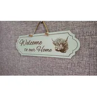Highland Cow Welcome to our Home Decorative Sign | Plaque