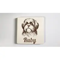 Shih Tzu Decorative Square Wooden Coaster