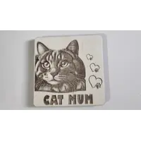 Beautiful Cat Wooden Coaster with CAT MUM Quote