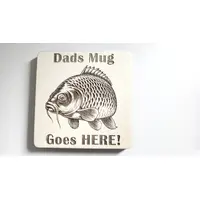 Dads Mug Goes HERE Wooden Coaster | Carp Fishing Theme