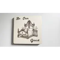 Be Our Guest Wooden Coaster with Bed Image | Personalise Option Available