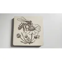 Bee On Flower | Decorative Wooden Coaster | Nature