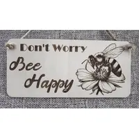 Dont Worry Bee Happy Inspirational Decorative Sign | Plaque