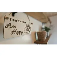 Dont Worry Bee Happy Inspirational Decorative Sign | Plaque