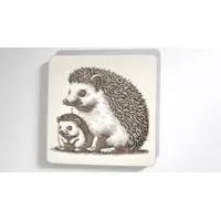 Hedgehog Mum and Baby Decorative Wooden Coaster | Personalise Options
