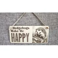 Hedgehogs Make Me HAPPY Decorative Sign | Plaque | Wall or Desk Mounted