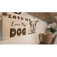 LOVE Me Love My DOGS | English Bulldog | Decorative Wooden Sign | Plaque
