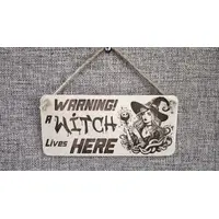 Warning A Witch Lives Here Decorative Sign | Plaque | Hanging | Desk Mount