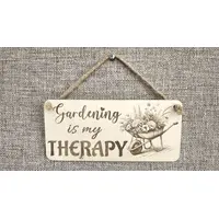 Gardening Decorative Sign | Plaque | Gardening is my Therapy With Wheel Barrow and Flowers