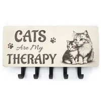 Key Ring Holder Wall Mounted Engraved with CATS are my Therapy