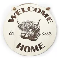 Welcome to our Home Highland Cow Plaque Sign Full Head Image
