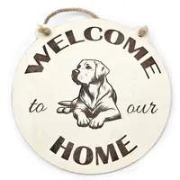 Welcome to our Home with an image of a Labrador Hanging Wall Plaque / Sign