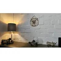 Welcome to our Home with an image of a Pug Hanging Wall Plaque / Sign