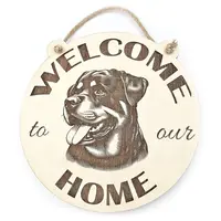 Welcome to our home with a Rottweiler plaque / sign