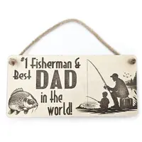 Best Dad in the World with Child Fishing Decorative Sign