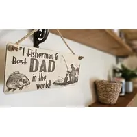Best Dad in the World with Child Fishing Decorative Sign