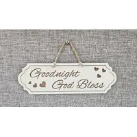 Goodnight God Bless Decorative Hand Painted Sign | Plaque with Hearts