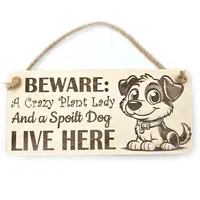 Crazy Plant and Dog Lady Cartoon Decorative Signs and Plaques
