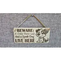Crazy Plant and Dog Lady Cartoon Decorative Signs and Plaques