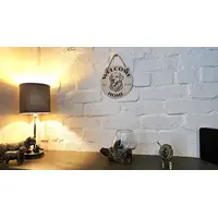 Welcome To Our Home Golden Retriever Hanging Wall Plaque / Sign