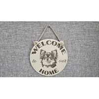 Welcome To Our Home Chihuahua Hanging Wall Plaque / Sign