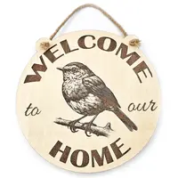 Welcome To Our Home Robin Redbreast Bird Hanging Wall Plaque / Sign