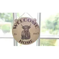 Welcome To Our Home Highland Cow Wall Mounted Plaque Decorative Guest Sign