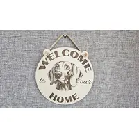 Welcome To Our Home Weimaraner Hanging Wall Door Porch Plaque / Sign