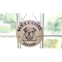 Welcome To Our Home English Bulldog Hanging Wall Door Porch Plaque / Sign