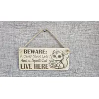 Crazy Plant and Cat Lady Cartoon Decorative Signs and Plaques
