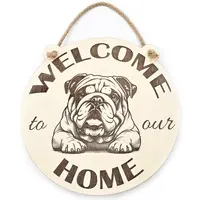 Welcome To Our Home English Bulldog Hanging Wall Door Porch Plaque / Sign