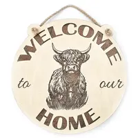Welcome To Our Home Highland Cow Wall Mounted Plaque Decorative Guest Sign
