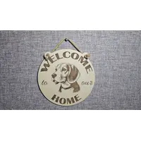 Welcome To Our Home Beagle Hanging Wall Door Porch Plaque / Sign