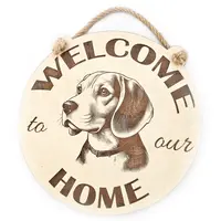 Welcome To Our Home Beagle Hanging Wall Door Porch Plaque / Sign