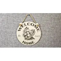 Welcome To Our Home Yorkie Hanging Wall Door Porch Plaque / Sign