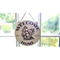 Welcome To Our Home Yorkie Hanging Wall Door Porch Plaque / Sign