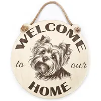 Welcome To Our Home Yorkie Hanging Wall Door Porch Plaque / Sign