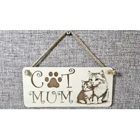 Cat Mum with Paw Print | Cat and Kitten Decorative Sign | Plaque