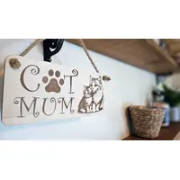 Cat Mum with Paw Print | Cat and Kitten Decorative Sign | Plaque