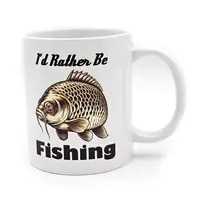 Id Rather Be Fishing Mug White With No1 Fisherman and Best Dad in the World on Rear