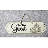 Be Our Guest Sign Deluxe Decorative Plaque With 3D Raised Lettering and Bed Graphic
