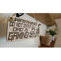 Dad Gamer Plaque WARNING Do Not Enter Dads GAMING Personalised Dad Gift