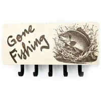 Gone Fishing Key Ring Holder Wall Mounted Engraved Carp Fishing Gift Ideas