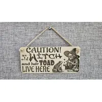 Caution An Old Witch And Her Toad Live Here Decorative Sign | Plaque
