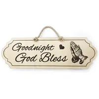 Goodnight God Bless Decorative Sign | Plaque with Heart and Praying Hands